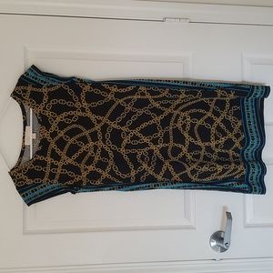 Michael Kors Medium Black and Blue Dress with Golden Chains